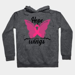 Hope is a thing with wings Breast Cancer Pink Ribbon Hoodie